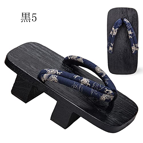 [cnstone] Men's Geta Clogs, Soft Nose Straps, Yakata/Black Lacquered Paulownia Clogs, Men's Cosplay, Two-ply Geta for Cosplay, Yukata, Summer Kimono, Unique Pattern, Men's Paulownia Clogs, Gift,