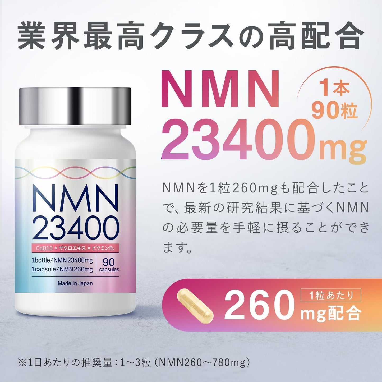 NMN LaboTech-pH Supplement, 23,400 mg (1 Tablet, 260 mg), Made in Japan, 100% High Purity, 90 Capsules, GMP Certified Factory, Pomegranate Extract, Acid Resistant