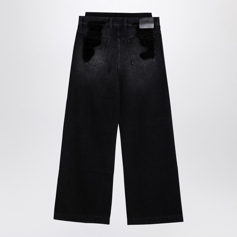 The Attico Wide Black Washed Denim Jeans - Image 3