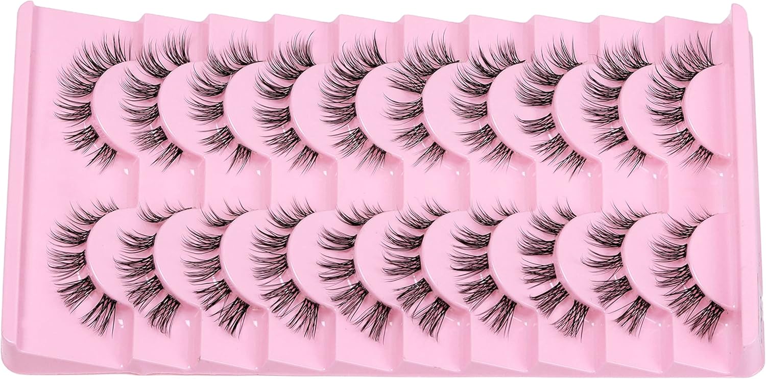 10 Pairs Cluster Lash D Curl Russian Strip Lashes Fluffy False Eyelashes Individual Natural Thin Eyelashes DIY Eyelash Extensions at Home (02)