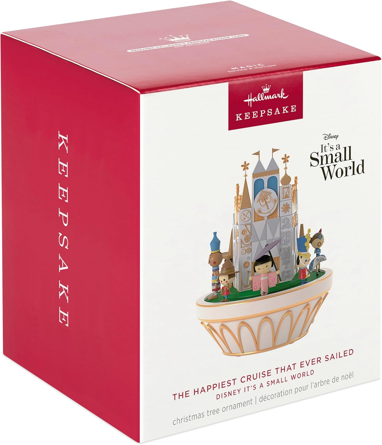 Hallmark Keepsake Adorno de Navidad 2024, Disney It's a Small World, el crucero más feliz que jamás haya navegado con sonido y movimiento, regalos para los fanáticos de Disney