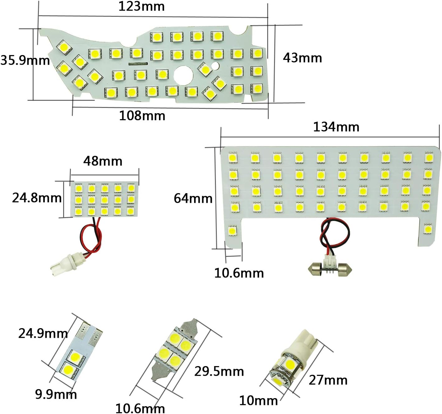 TORIBIO Exclusive Design, Interior Lights, Custom Parts, White, 6000K, Brighter Than Original, Interior Light, LED Light, Rear Center Lamp, Luggage Lamp, Genuine Replacement, Easy Installation,