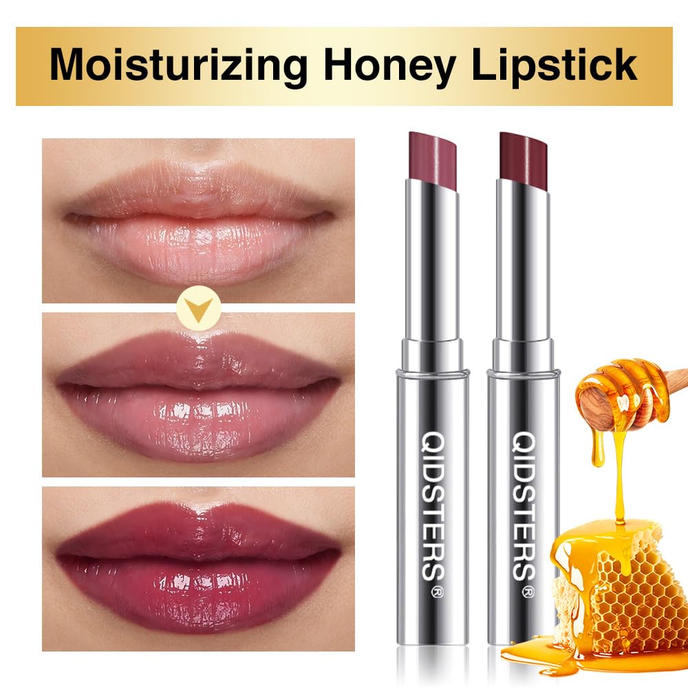 Honey Lipstick - Bálsamo labial tintado, mancha labial hidratante transparente para todos los tonos de piel (A-2Pcs-07 Mauve+09 Cherry, 2 unidades (paquete de 1))