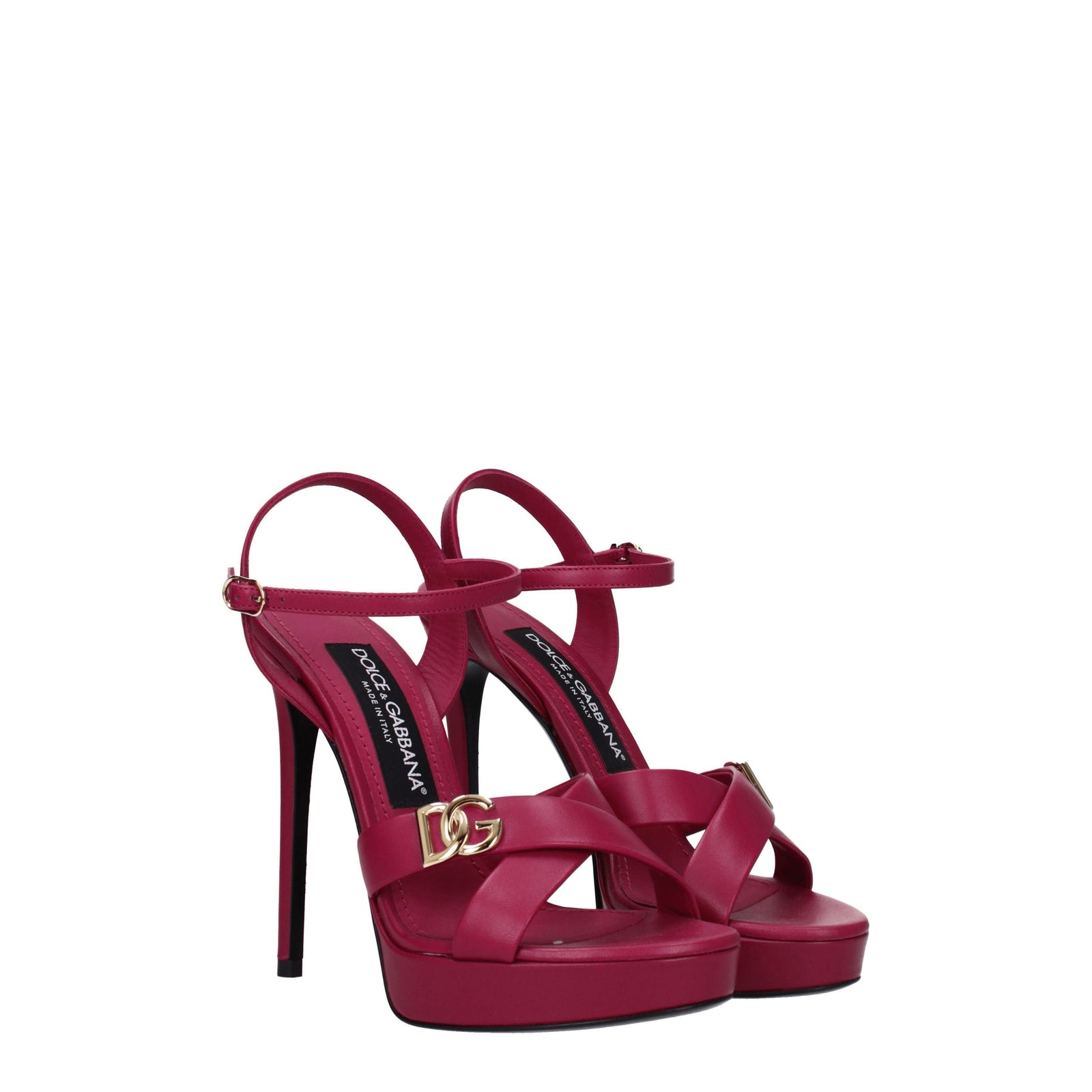 Dolce  Gabbana Dolce＆Gabbana Sandals Women Leather Fuxia/Hibiscus - Image 3