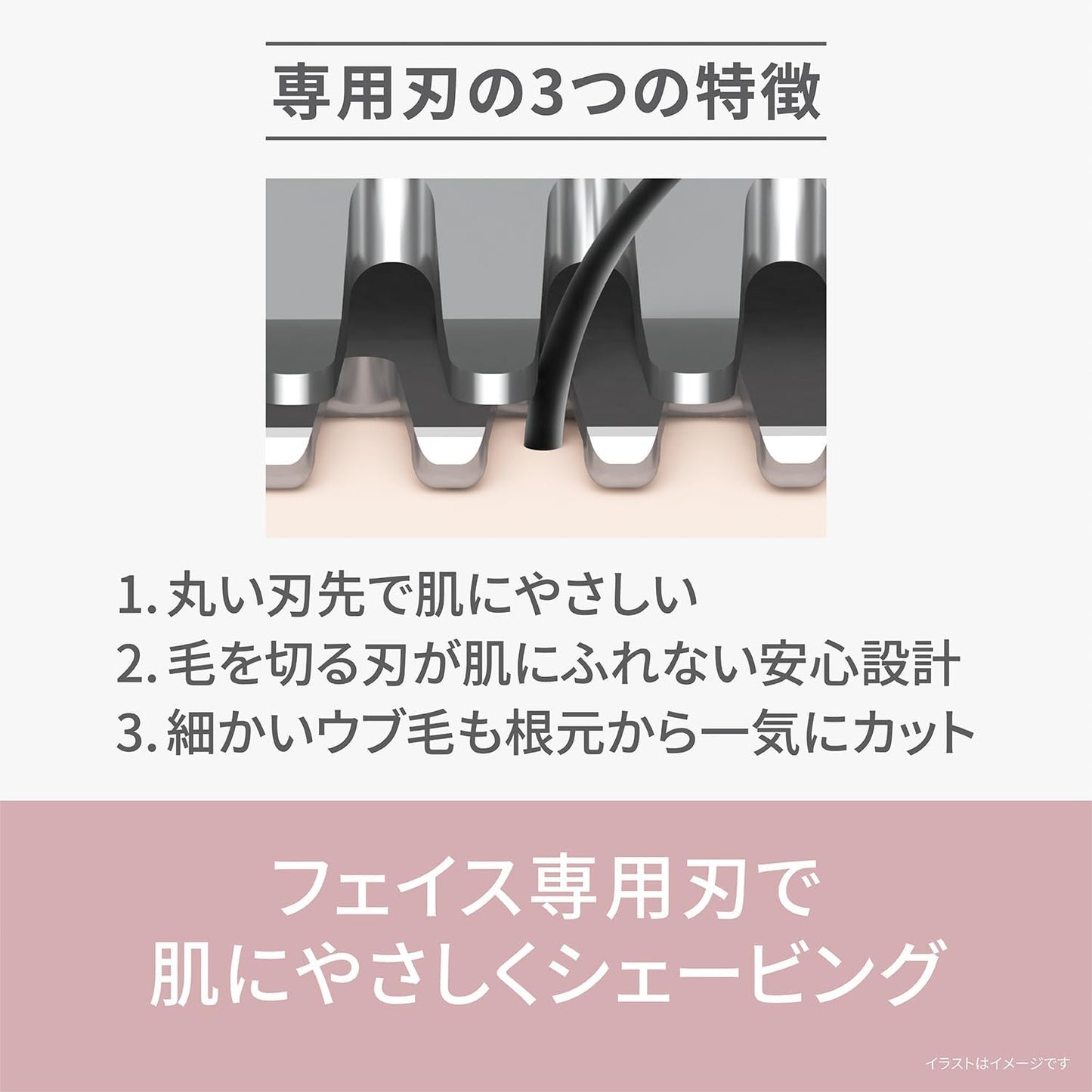 Panasonic ES-WF63-P Face Shaver, Felier Bristles, Battery-Powered, Pink