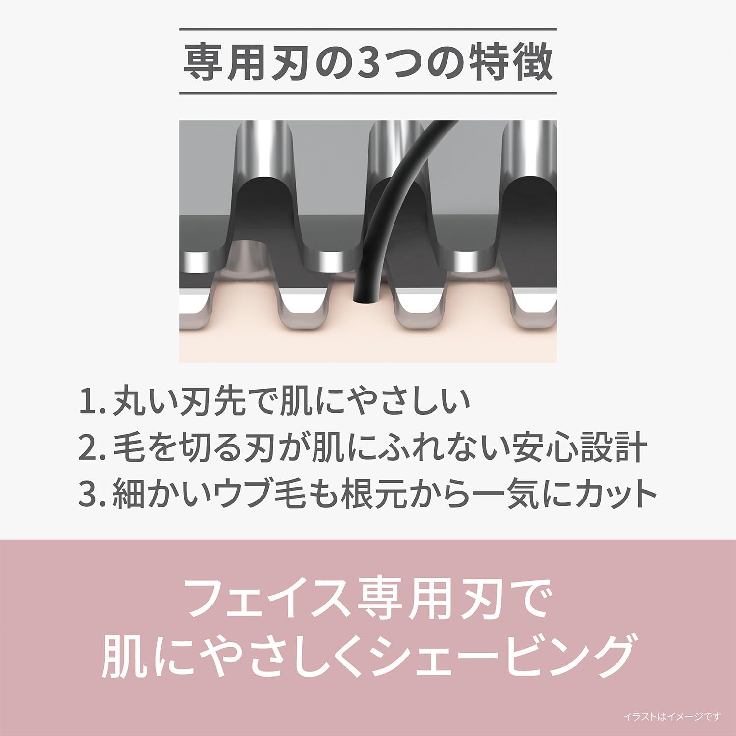 Panasonic ES-WF63-P Face Shaver, Felier Bristles, Battery-Powered, Pink