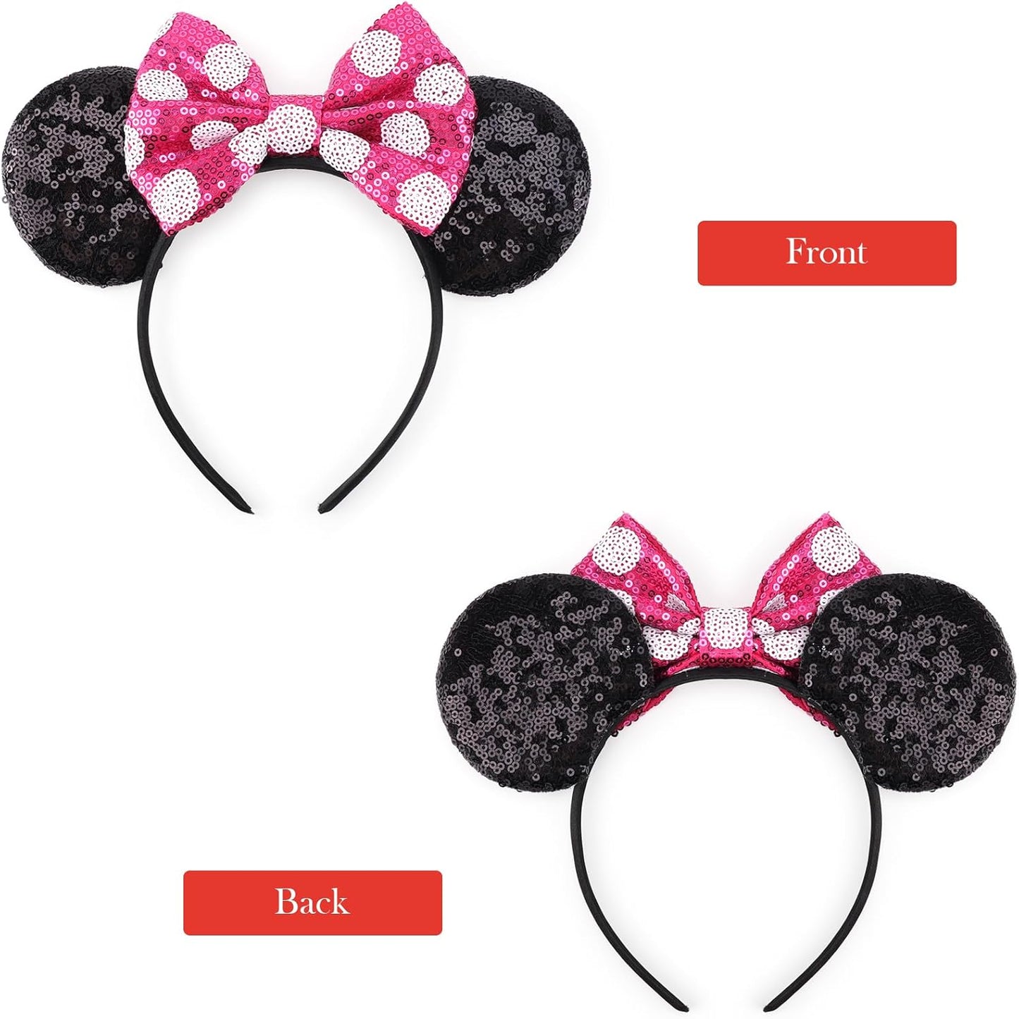 DRESHOW Mouse Ears Bow Headbands Sequins Party Decoration Cosplay Costume for Women