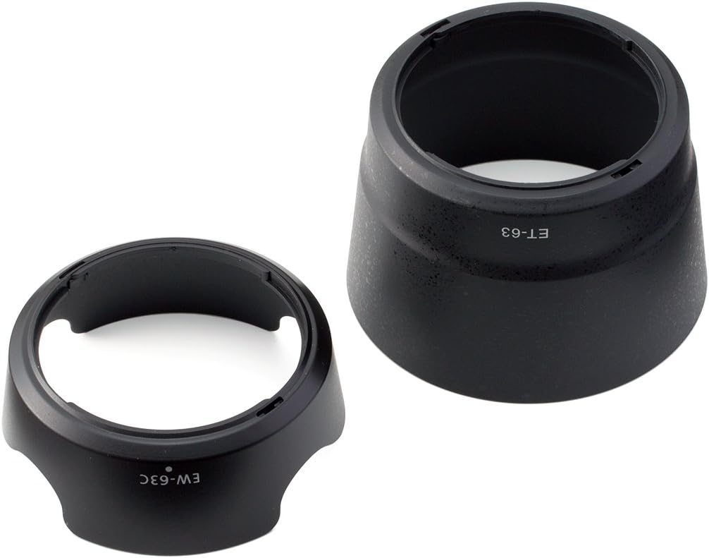 Canon EOS Kiss X9 X10 X9i X8i X7i 9000D 8000D 80D 70D ダブルズームキット 同梱レンズ用 レンズフード2点セット (EW-63C&ET-63) 互換品