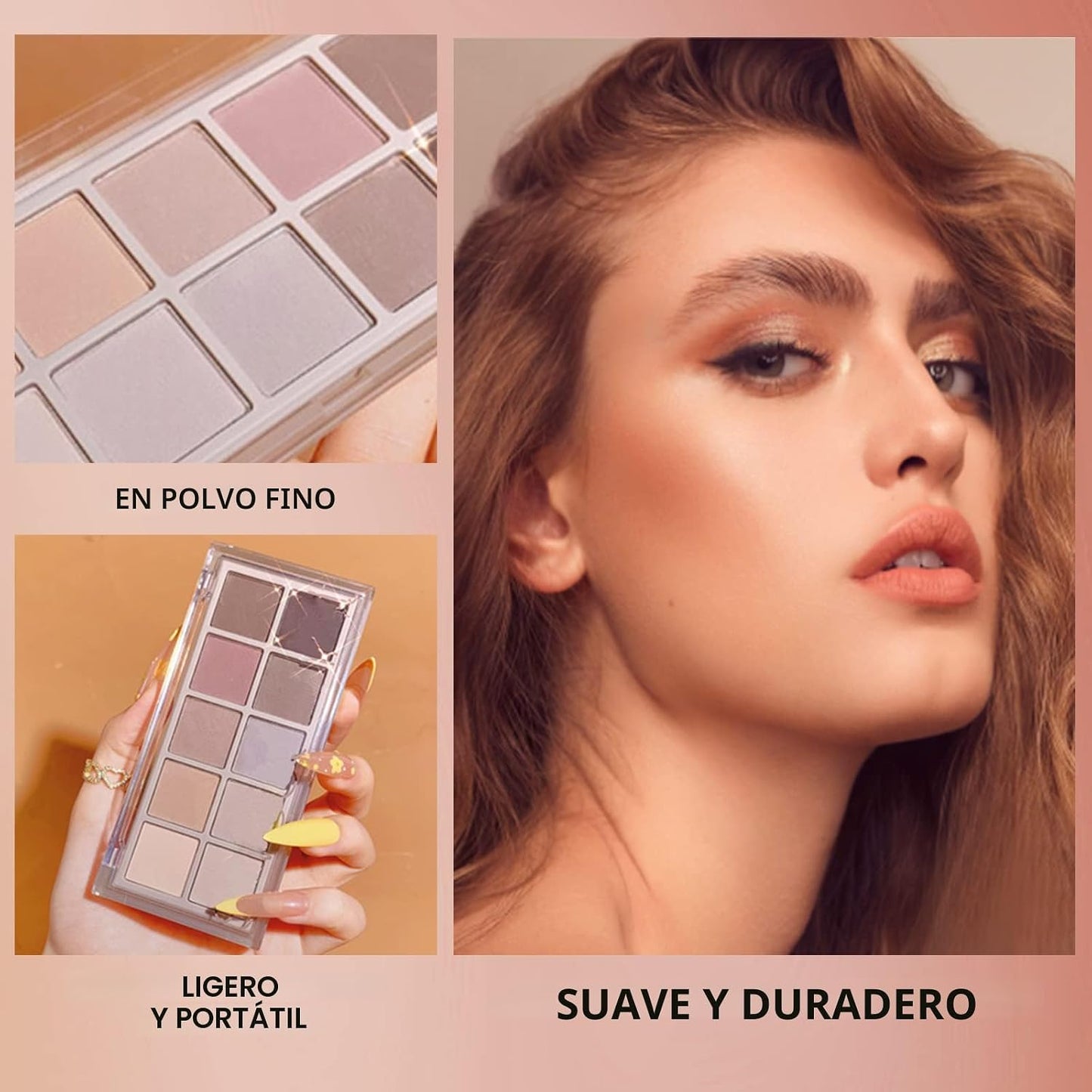 Erinde 10 colores paleta de sombra de ojos desnuda, paleta de maquillaje de sombra de ojos mate marrón taupe, paleta de ojos ahumados gris neutro, ultra-mezclable, sombra de ojos natural de larga