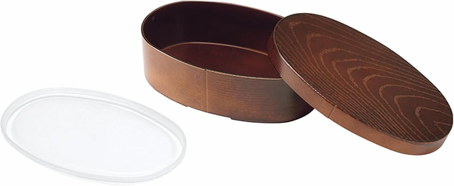 Kakusee Curved Wappa Style Bento Box, Oval Type, 16.9 fl oz (500 ml), Made in Japan, Dishwasher and Microwave Safe, Middle Lid, Rubber Band Included, Men's and Women's, Stylish, Lunch Box, Company