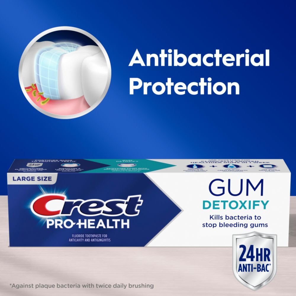 Pasta dental Crest Pro-Health Desintoxicación de las encías Deep Clean 4.8 onzas - Pasta de dientes anticaries, antibacteriana con flúor, clínicamente probada, protección de las encías y el esmalte