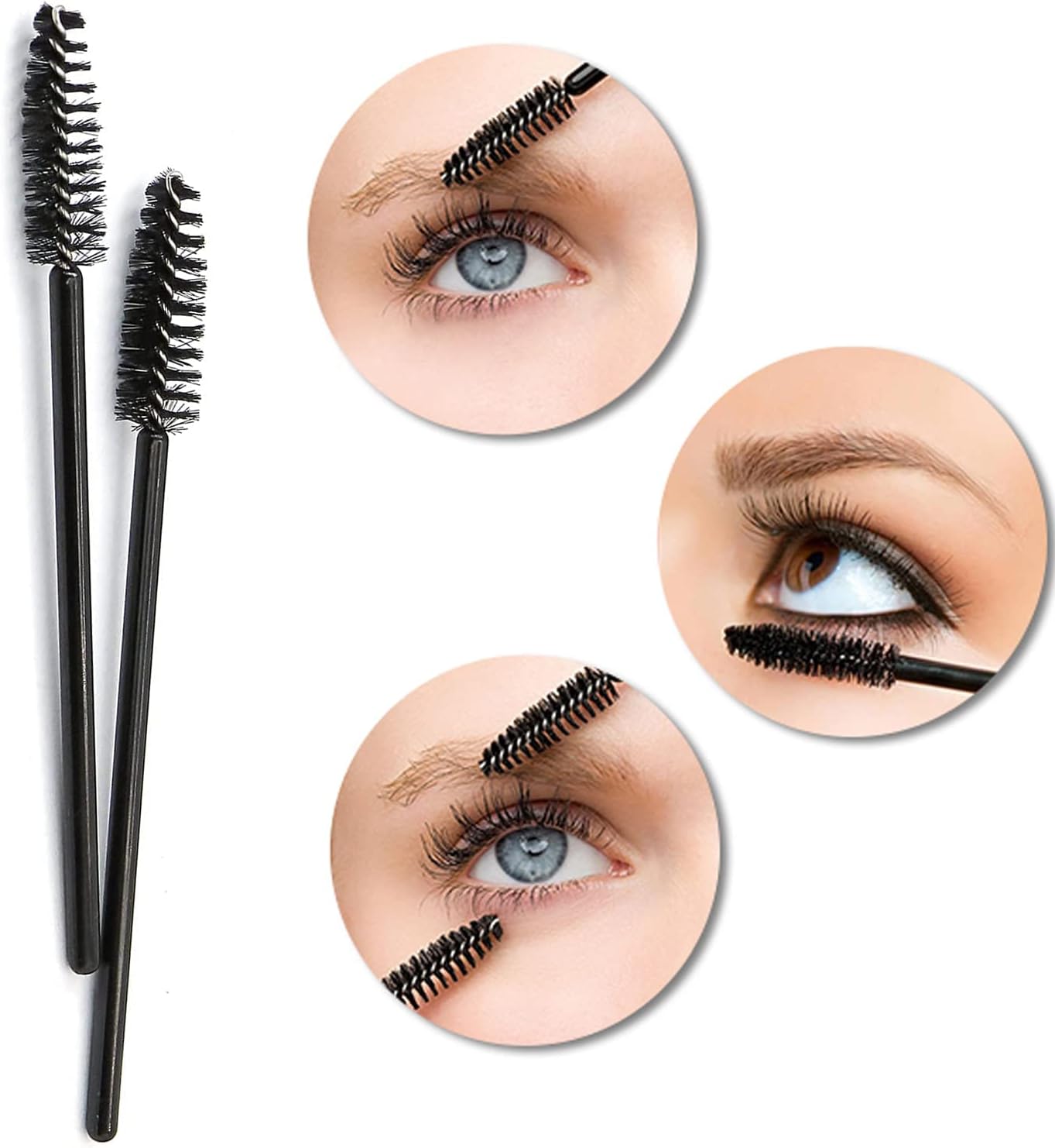 Angzhili 300pcs Disposable Makeup Applicator Kit Disposable Eyelash Mascara Brush,Disposable Lip Brush,Micro Applicator Brush,Makeup Tool Black