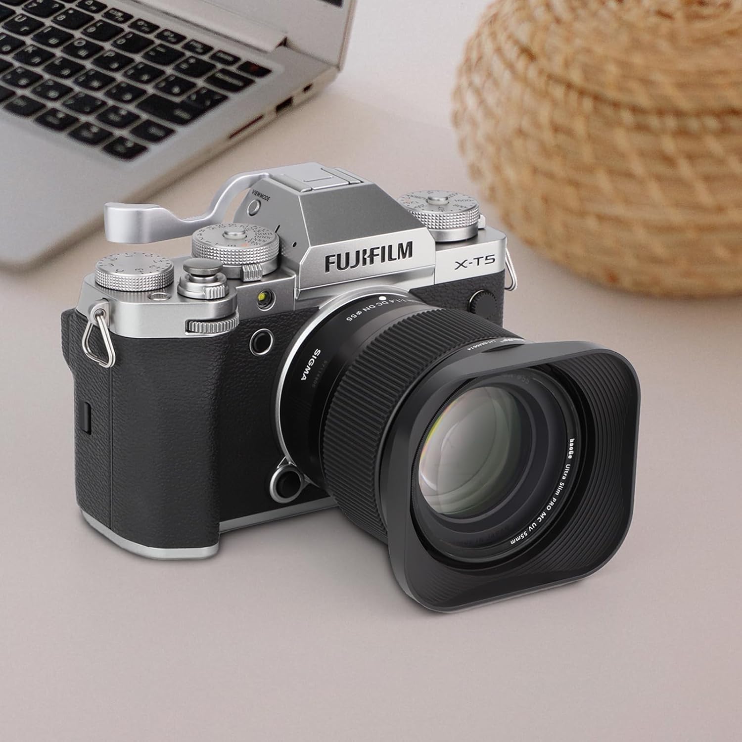 Haoge Bayonet Square Metal Lens Hood for Sigma 56mm F1.4, 18-50mm F2.8 DC DN | For Contemporary Lenses, LH-SM5614