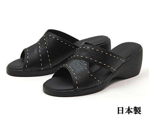 Women's Open Toe Stitch Sandals Beautiful Legs Wedge Sole Made in Japan
