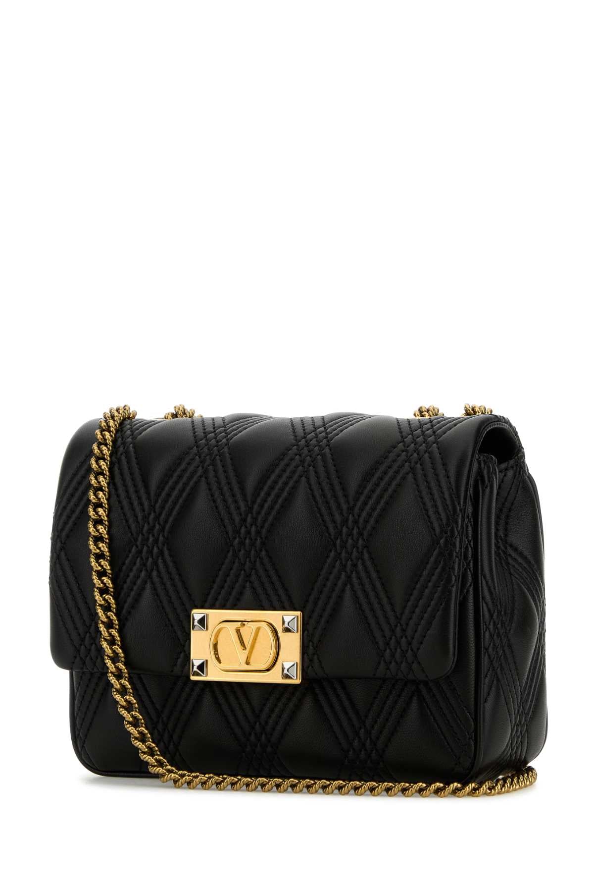 Valentino バレンティーノガラヴァニブラックナッパレザーミディアムキルティー67ショルダーバッグ - Image 3