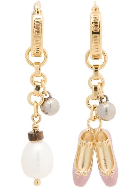 MIU MIU Bead and ballerina golden earrings - Image 3