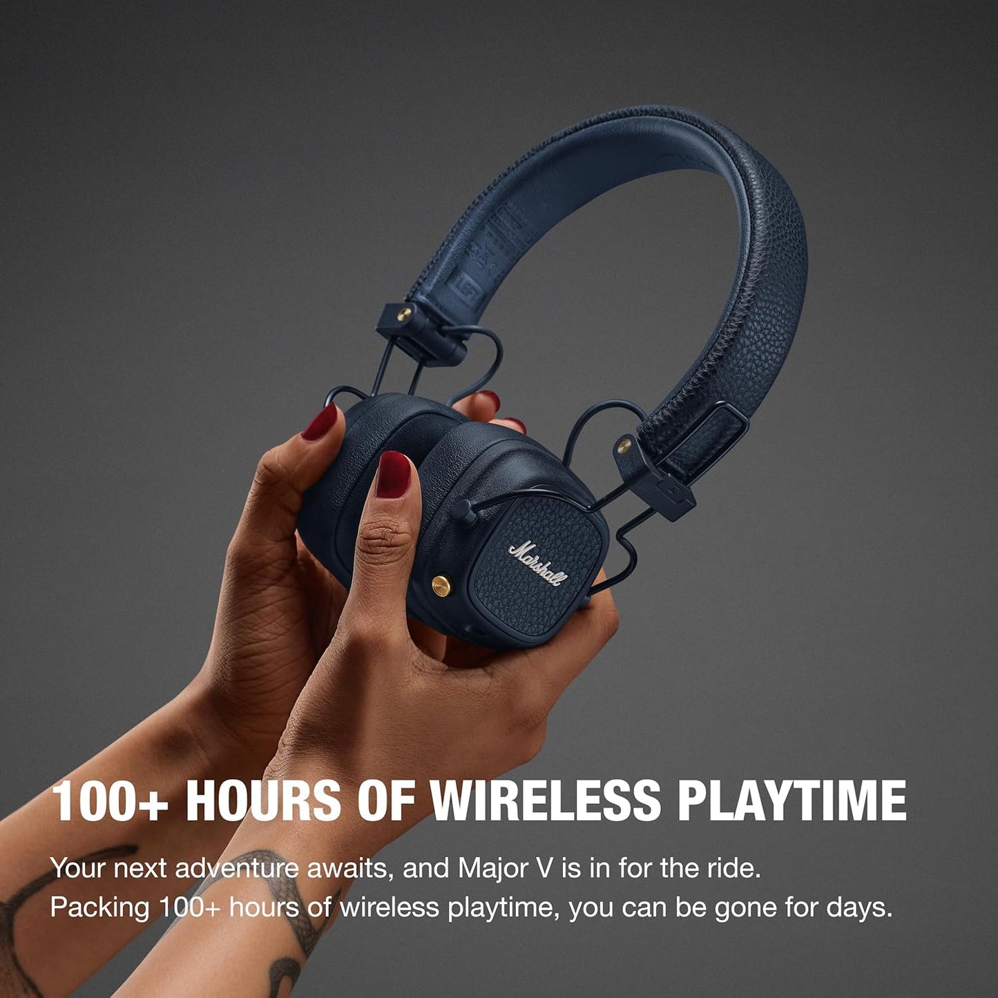 Marshall Wireless On-Ear Headphones Major V Midnight Blue Bluetooth / 100 Hours Continuous Playback / Qi Charging Compatible / Call Support [Domestic Genuine Product]