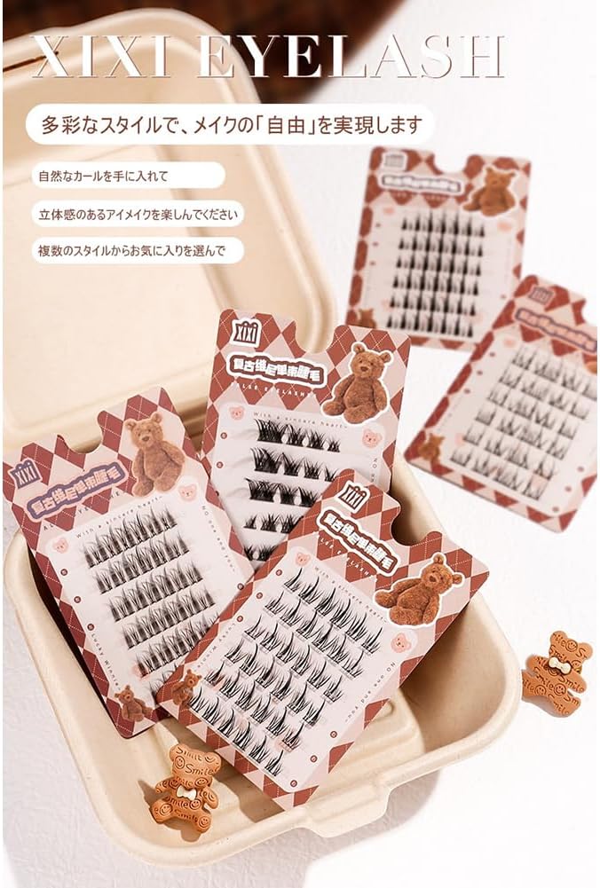 xixi SNS False Eyelashes Natural False Eyelashes Various Styles Luxury Fiber Soft Eye Shape Upper Eyelashes Cute Easy to Use Handmade Reusable(01# Thai Comic Style)