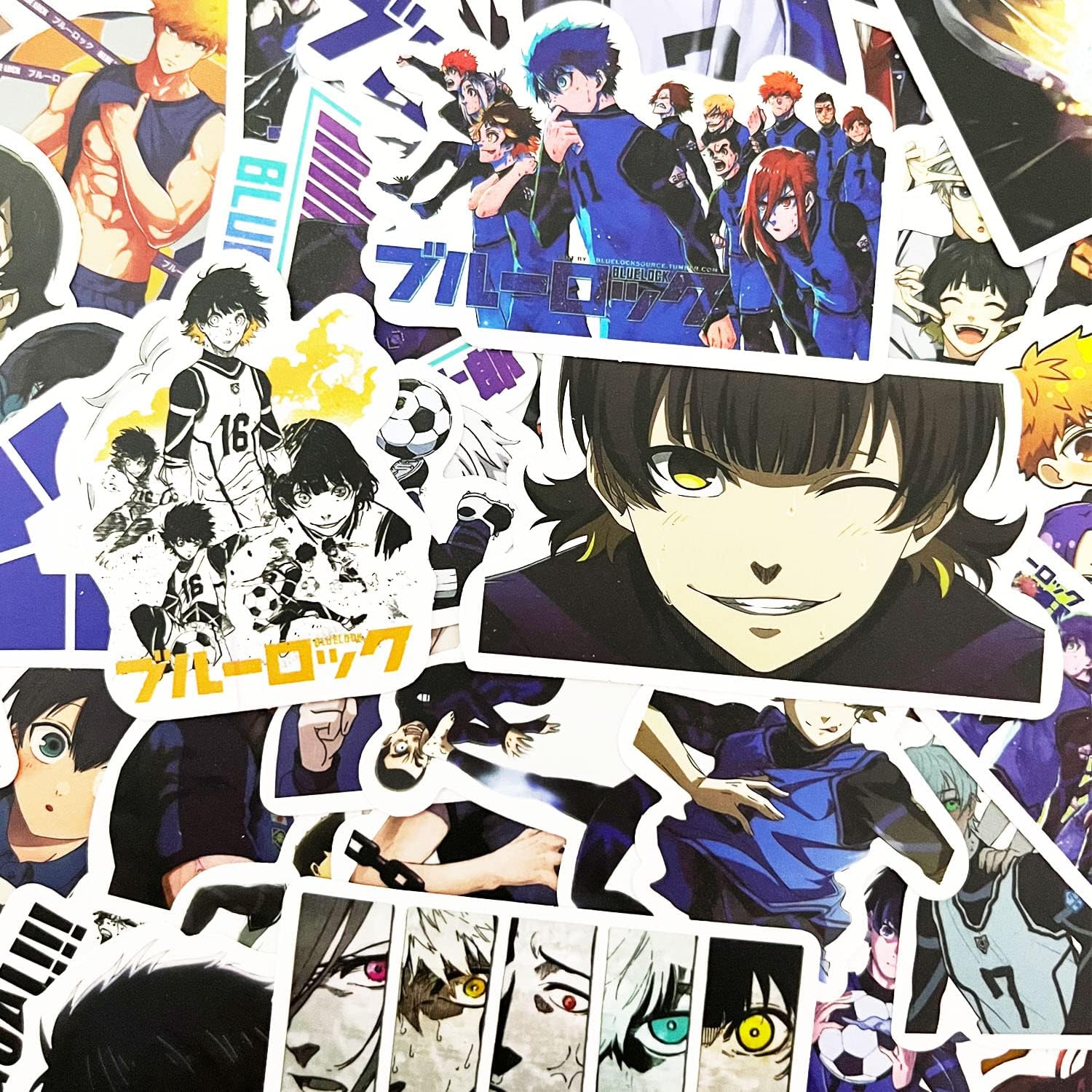 Moe Goods 50 Pieces Blue Lock Character PVC Stickers, Popular Anime, Various Characters, DIY, Decorative, Fashionable, Children, Gift, Letter, Mobile Phone, Notebook, Tape