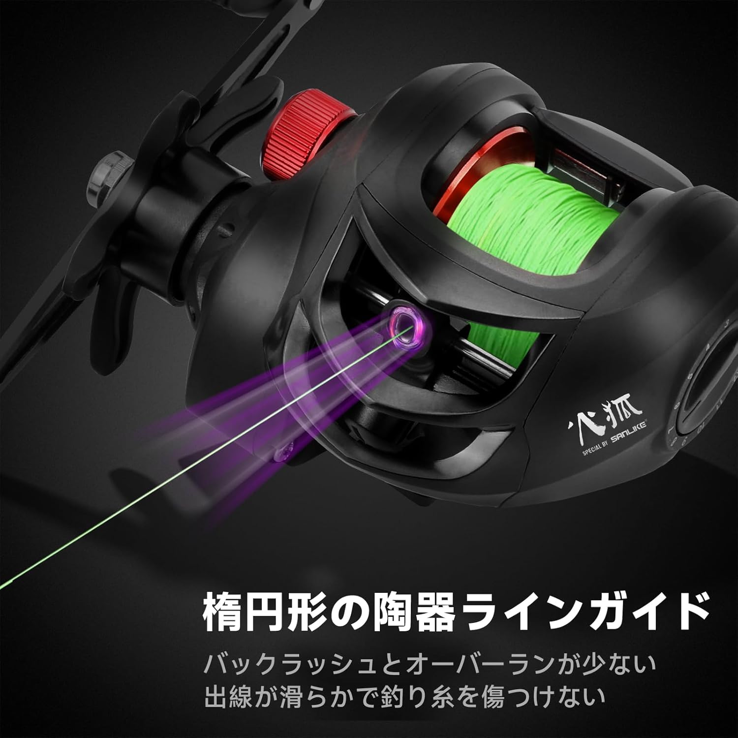 SANLIKE Bait Reel, Bi-Axis Reel, Sea Reel, Super Strong Magnetic Brake, Aluminum Spool, Gear Ratio, 6.3:1, Drag Force, 17.7 lbs (8 kg), Bass Fishing, Lightweight, Handle, For Both Saltwater and