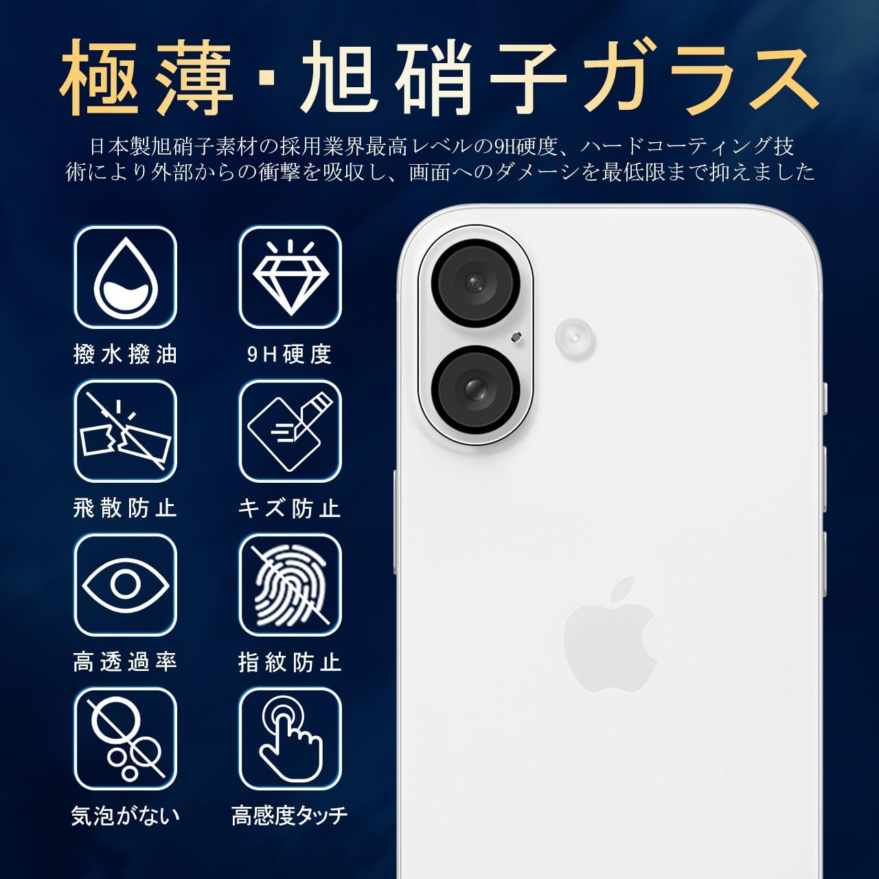 [Set of 3 - Japanese Asahi Glass Material] Compatible with iPhone16 / iPhone16 Plus Camera Protection Film, Anti-Fingerprint, Tempered Glass, iPhone 16 Protective Cover, Full Protection, Lens