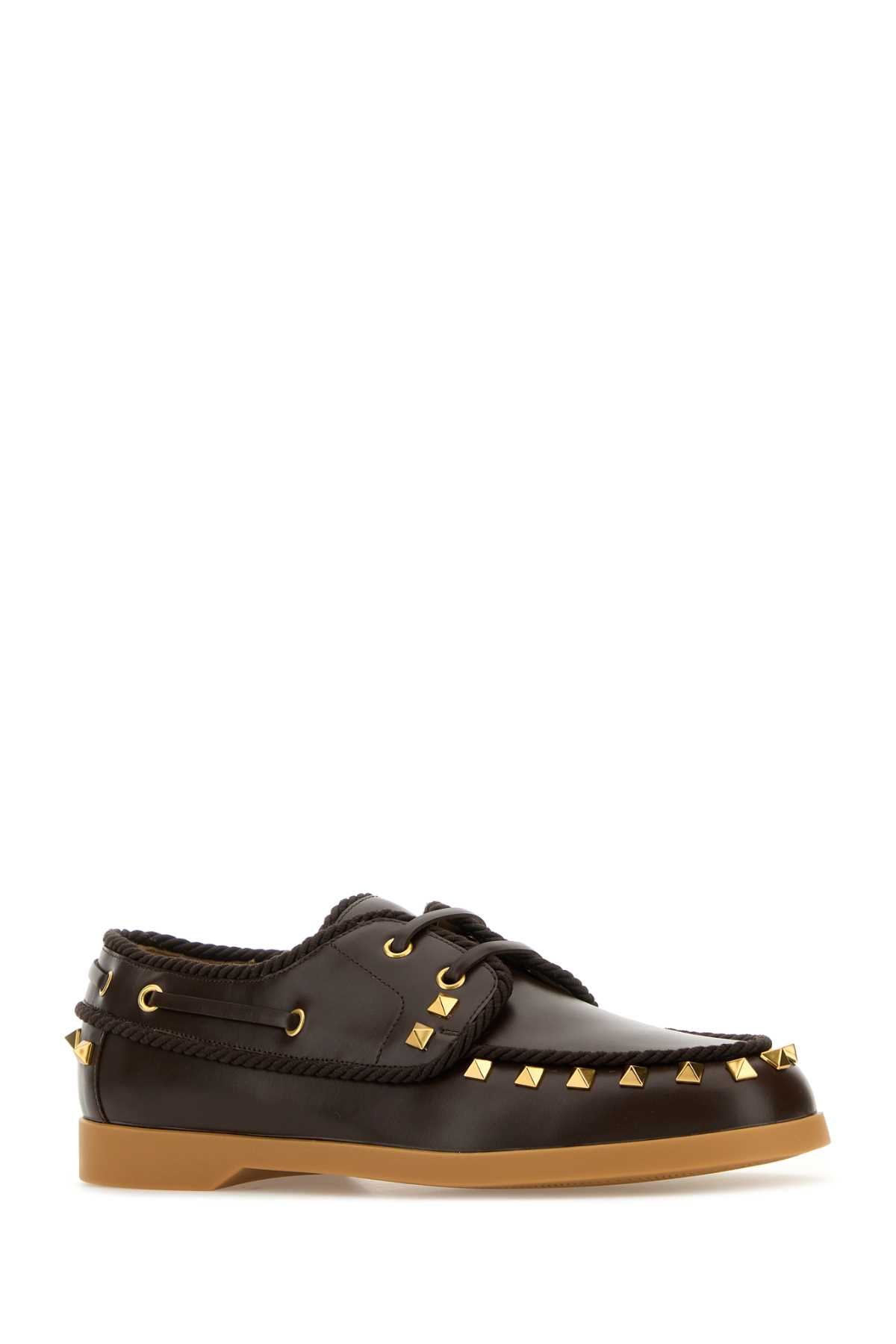 Valentino ヴァレンティーノガラバニダークブラウンレザーローファー - Image 3