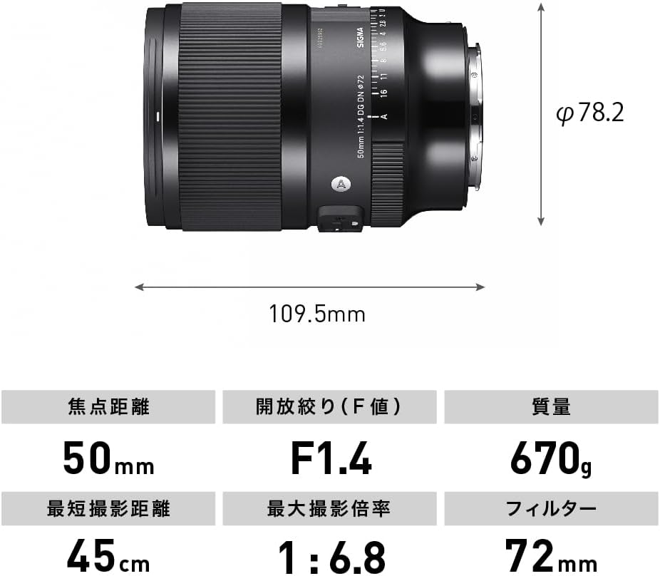 Sigma Sigma L-Mount Lens 50mm F1.4 DG DN Monofocal Standard Full Size Art Mirrorless Only