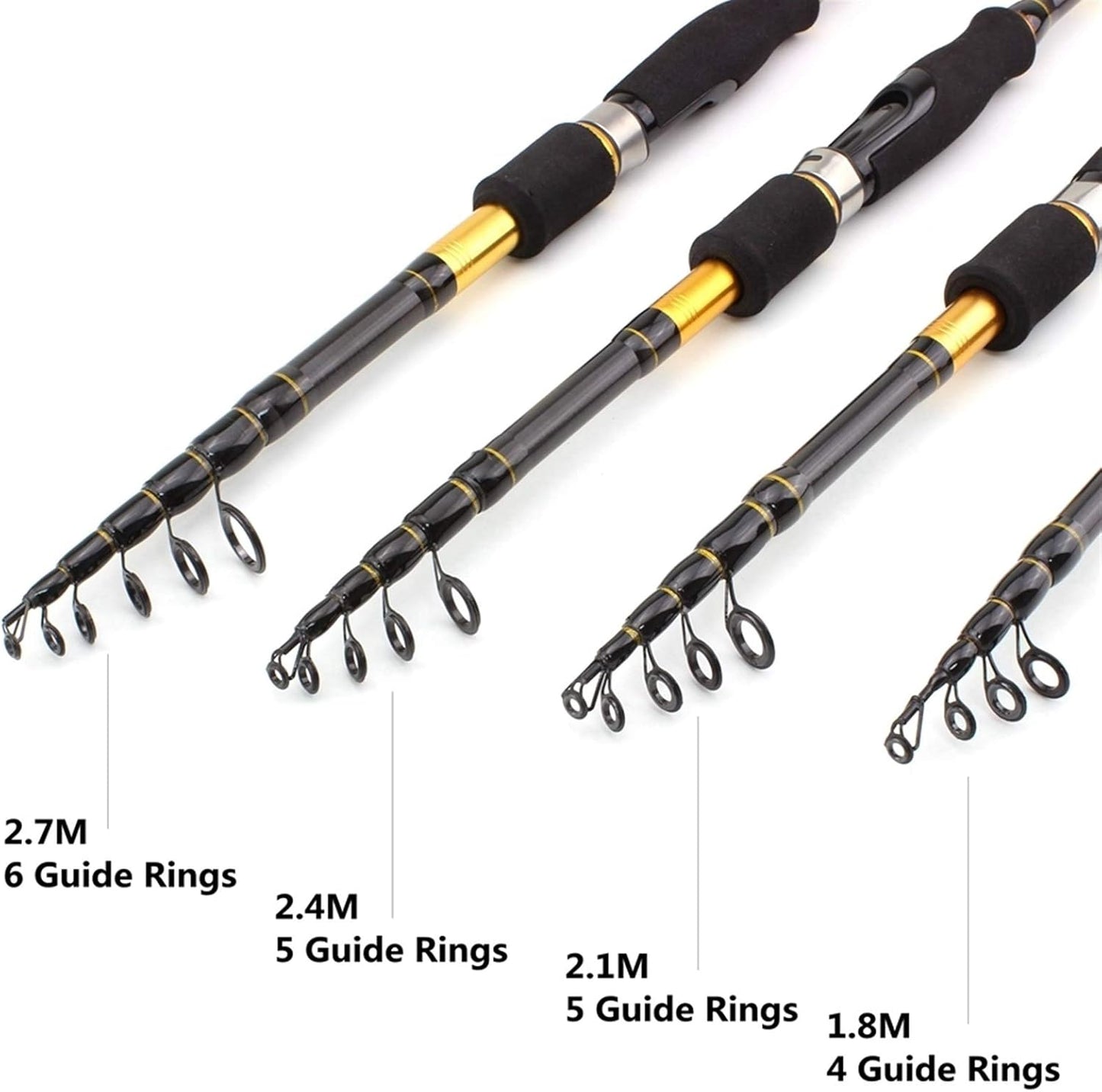 High Carbon 6.9 ft (1.8 m) 2.1 m 2.4 m 2.7 m Rotating Cast Fishing Rod Telescopic Trout Travel Portable Fishing Rod Bait Weight 7-28g (Color: Spinning Rod, Length: 2.1 m)