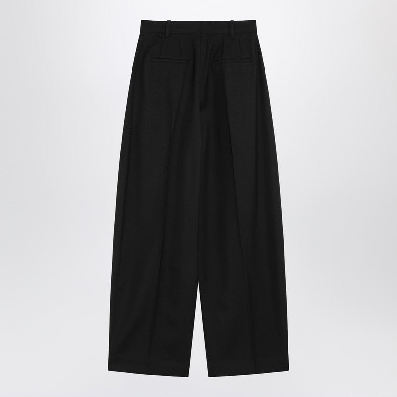 Jacquemus Jacquemus Black Wide Pleated Trousers - Image 3