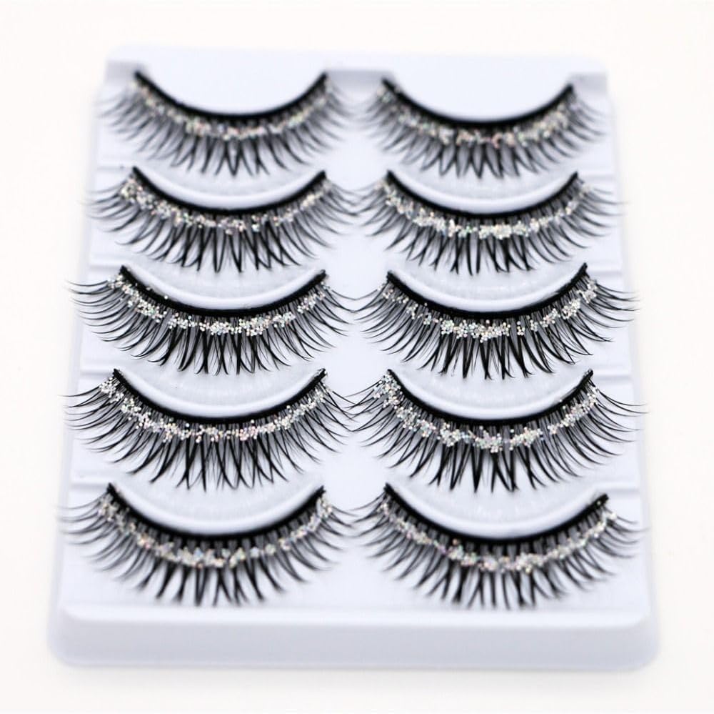 5 Pairs Soft False Eyelashes Natural 3D False Eyelashes Shiny Makeup Party Extensions with Eyelashes