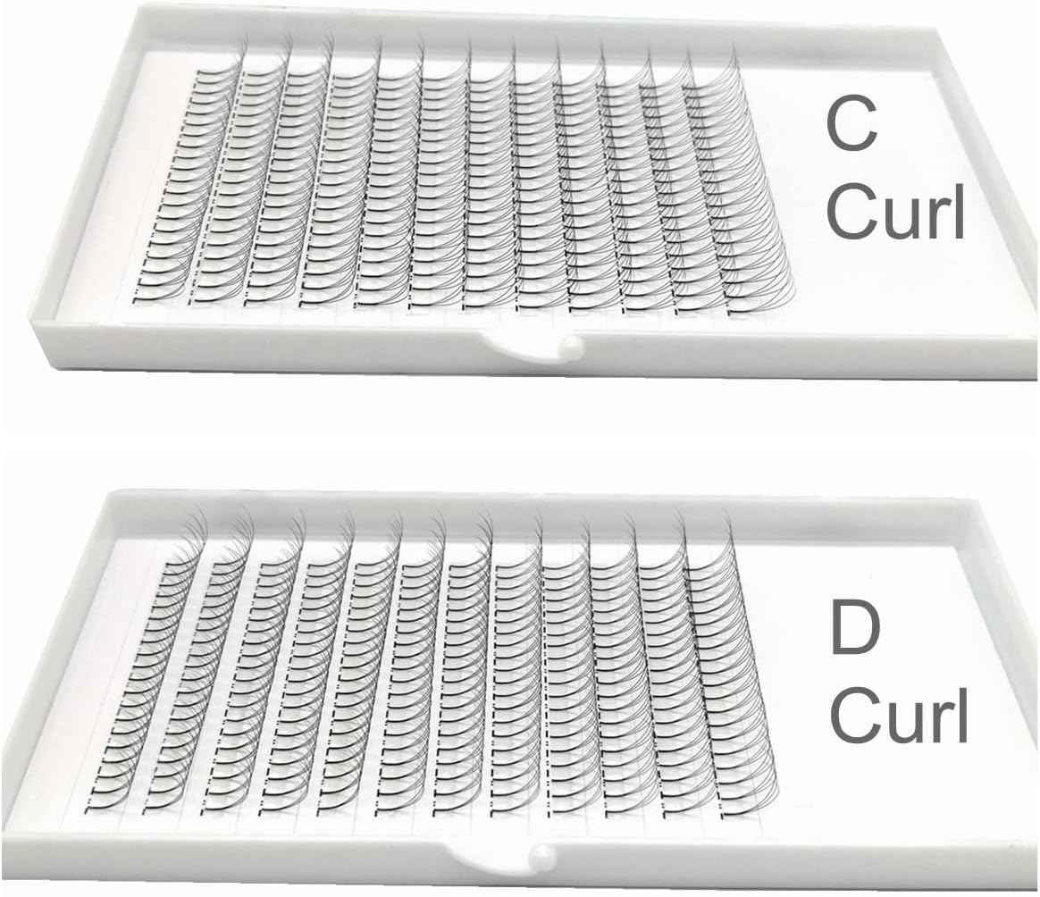 3 D Premade Fans 3 Boxes 3D Eyelash Extensions C/D Curl Thickness 0.07/0.10mm Length 8-15mm Matsueku Ultra Fine Light Lasting Natural Finish 3D Stem Long Eyelashes Extensions 3 Boxes (C-0.07mm, Black