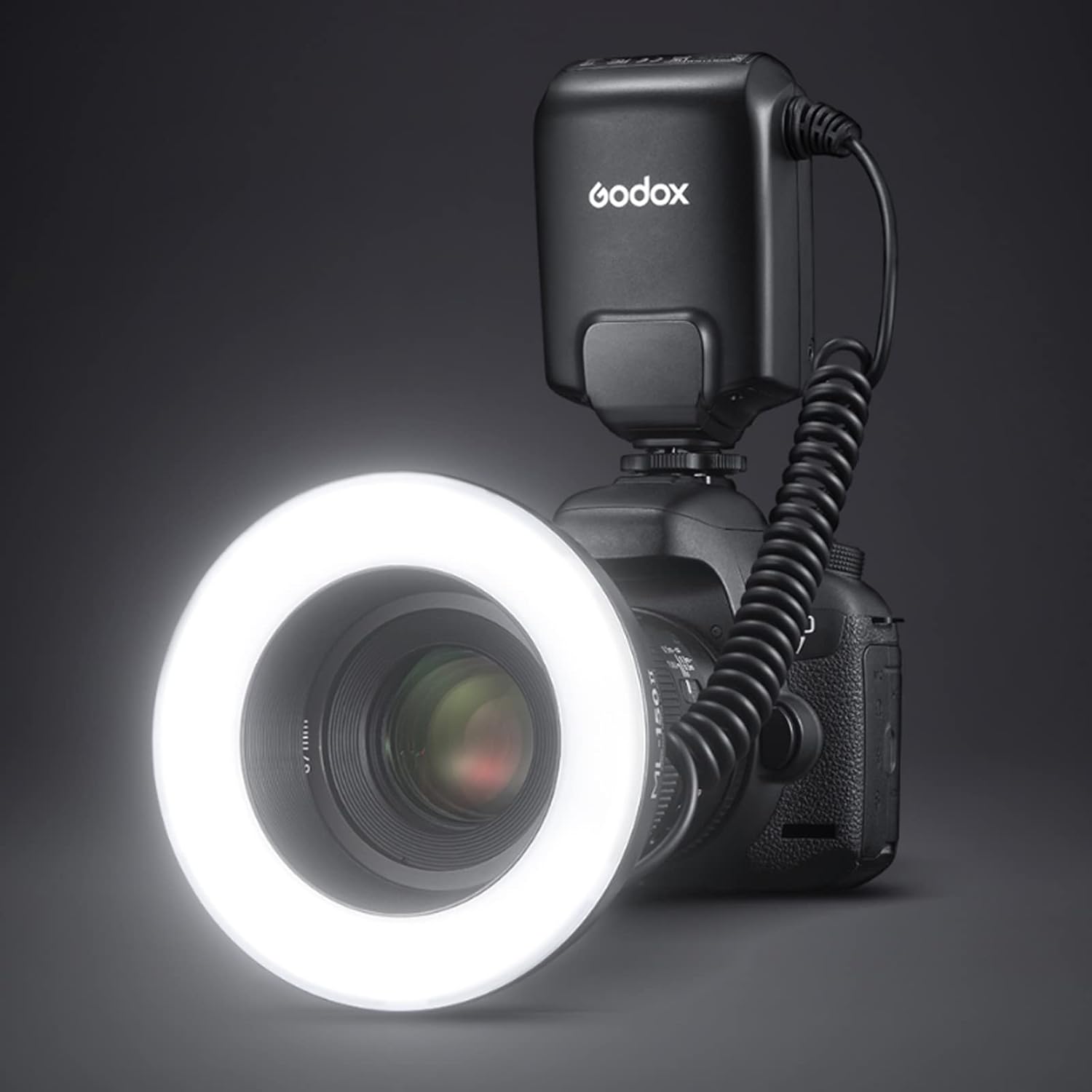 Godox ML-150II Macro LED Ring Flash Speedlite GN12 0.1-2s Recycle Time 5800K±200K for Sony Canon Nikon Fuji Olympus Panasonic DSLR Camera Video Production Animal and Fauna Photography