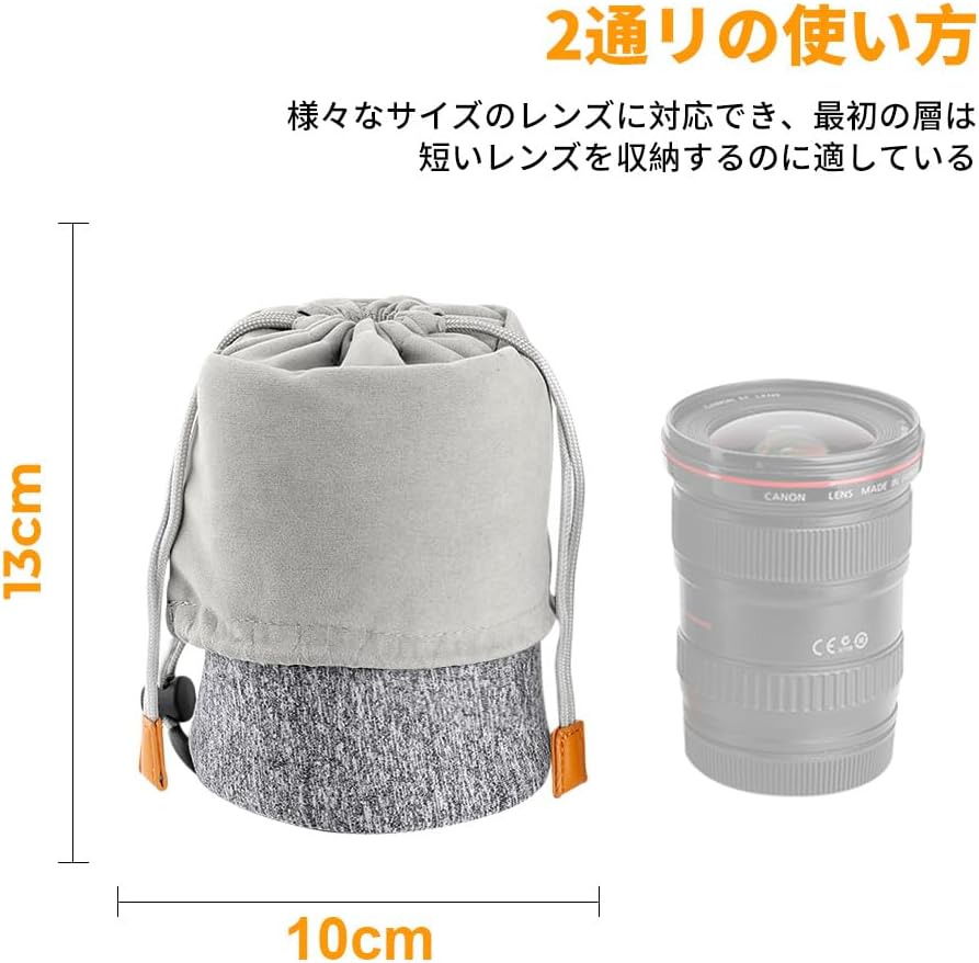 Camera Lens Case, K&F Concept SLR Dual Purpose Lens Case, Pouch, Lens Protection Pouch, Soft SLR 2-Way Waterproof Compatible with DSLR Camera Lenses such as Sony Canon Nikon Pentax Olympus Panasonic