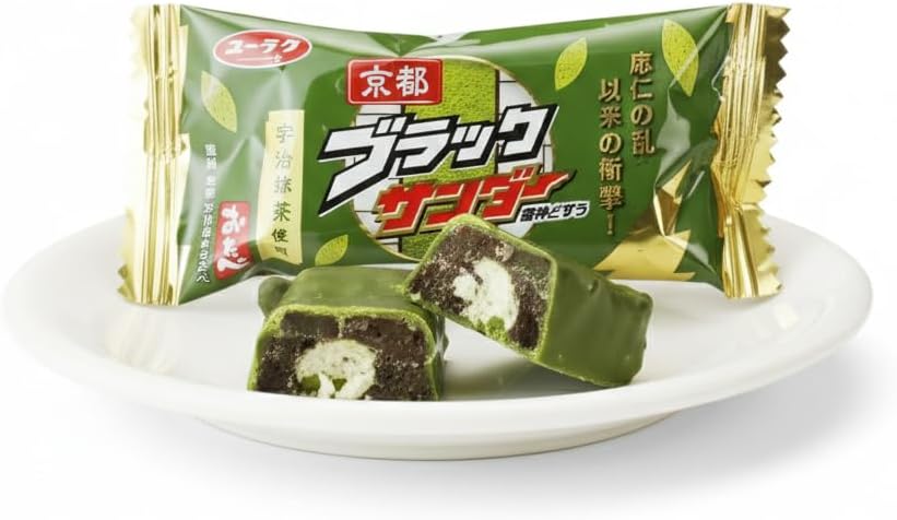 Kyoto Black Thunder Uji Matcha, Chocolate, Big Share Pack, Standard 32 Bags | Snack Sweets Assorted, Individually Wrapped, Individually, Souvenir, Uraku