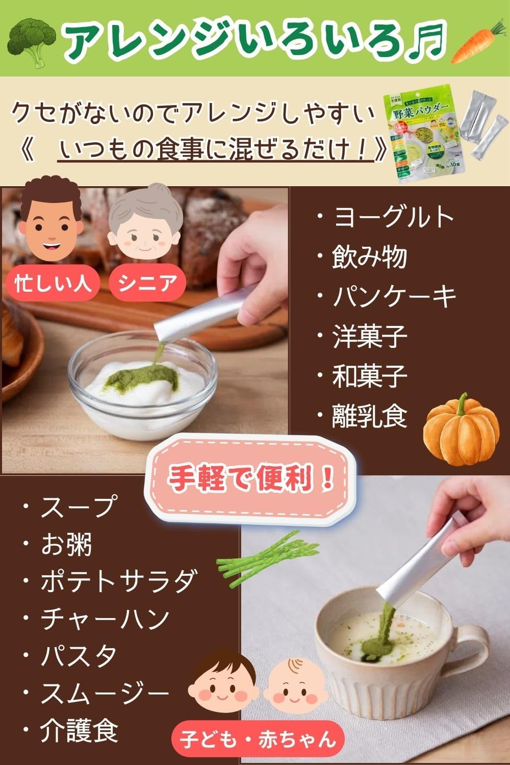 Vegetable Powder Made by Blue Juice Shop, 0.1 oz (3 g) x 10 Bags, Powder, 8 Kinds of Green and Yellow Vegetables, Stick Pack, No Fragrances or Colorings, Made in Kyushu, Dietary Fiber (Green (Green