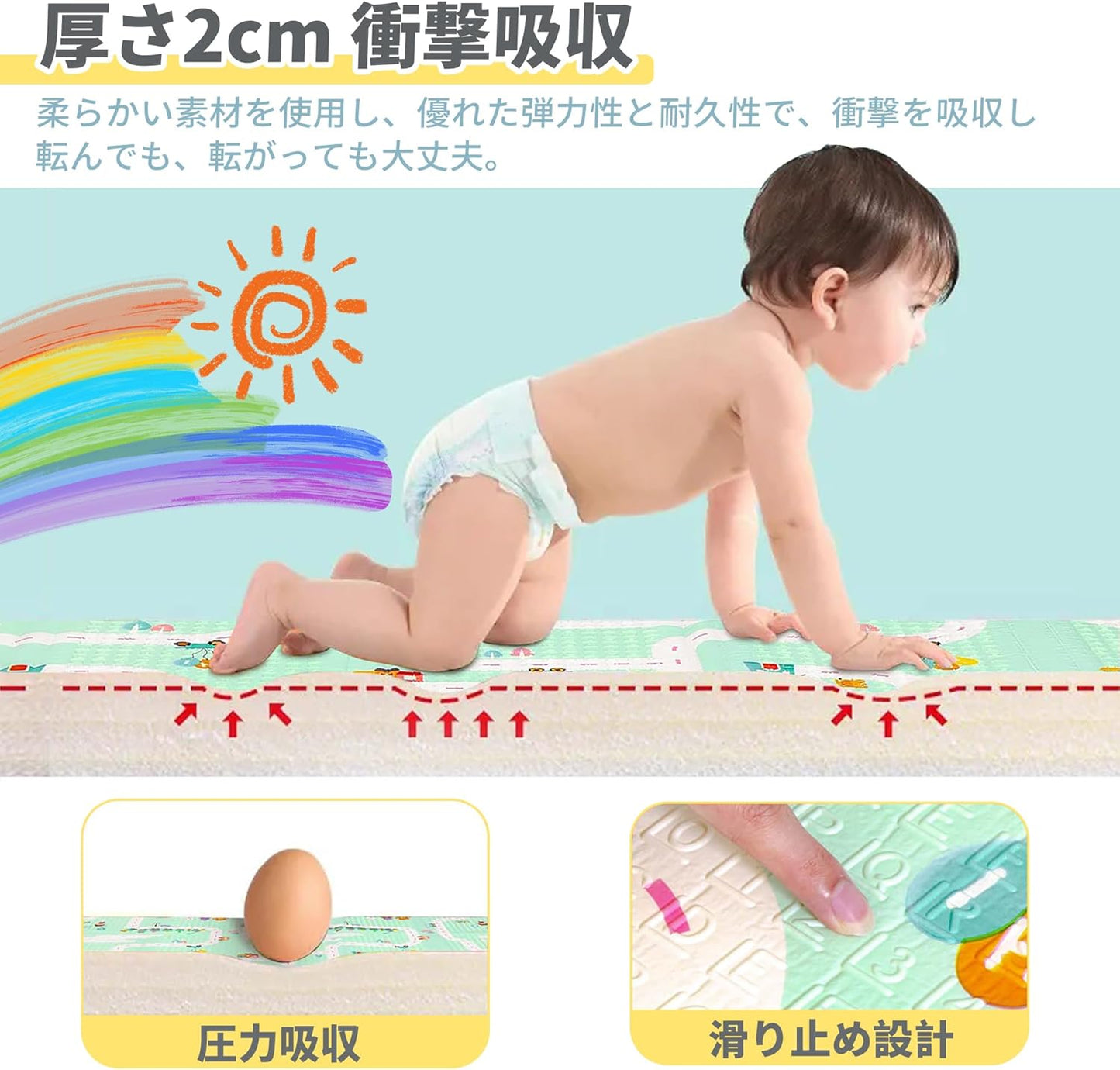 Play Mat - Artake Baby Play Mat, Easy Storage, Joint Mat, Thick, Foldable, Waterproof, Soundproofing Mat, Baby Mat, Nap Mat, Bear Animals 7.9 x 70.9 x 7.1 x 2