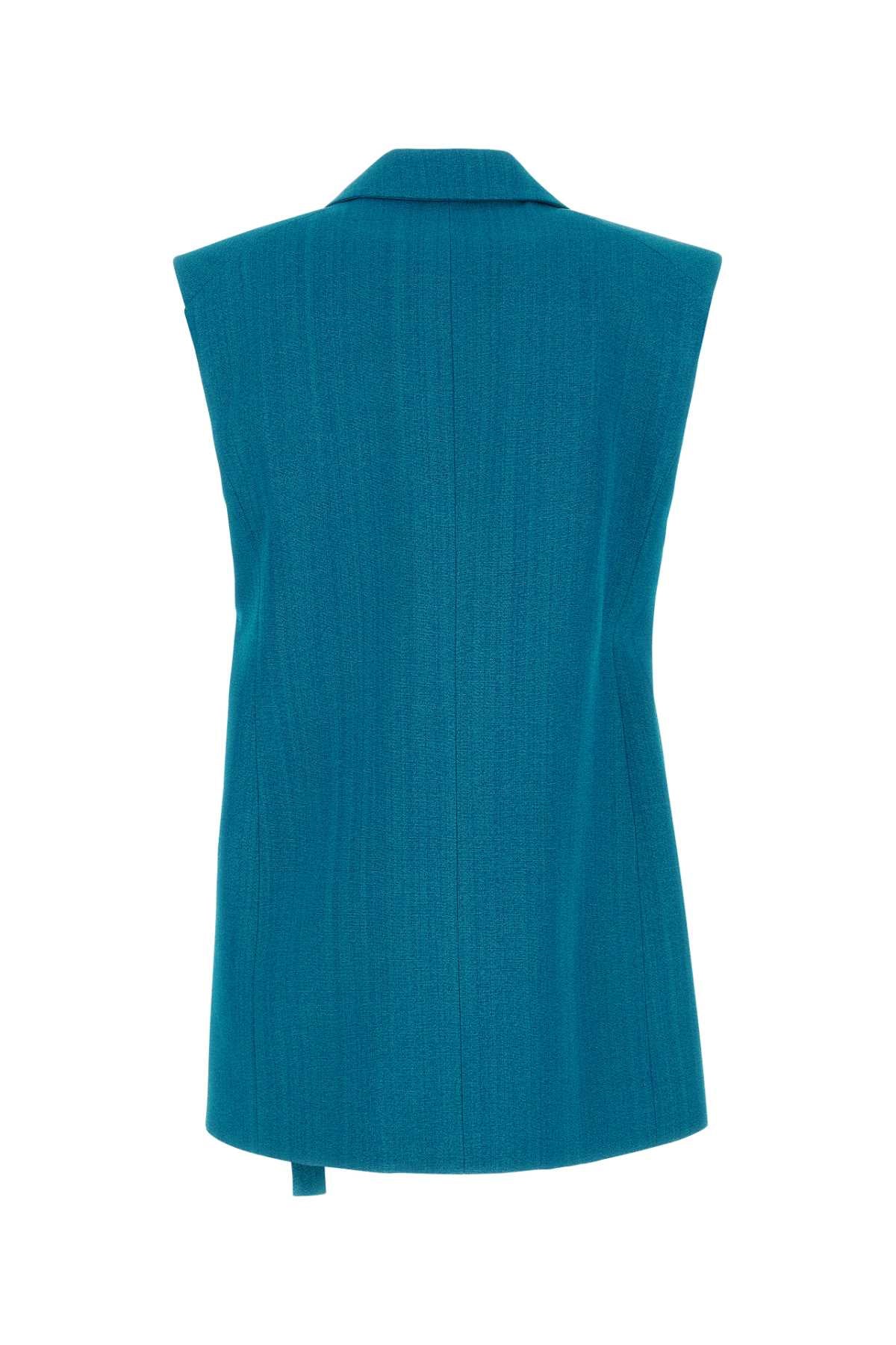 Jil Jil Sander Petrol Blueビスコースブレンドベスト - Image 3