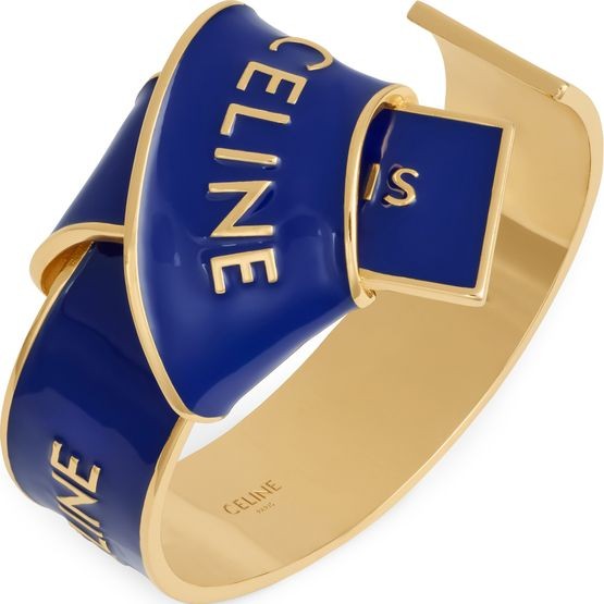 Celine ribbon knotted cuff in enamel and brass with gold finish - Image 3