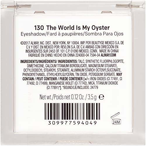 Almay - Paleta de sombra de ojos, maquillaje de ojos de larga duración, sombra de ojos de un solo tono en acabado mate, metálico, satinado y brillante, hipoalergénica, 130 El mundo es mi ostra, 0.1 Oz