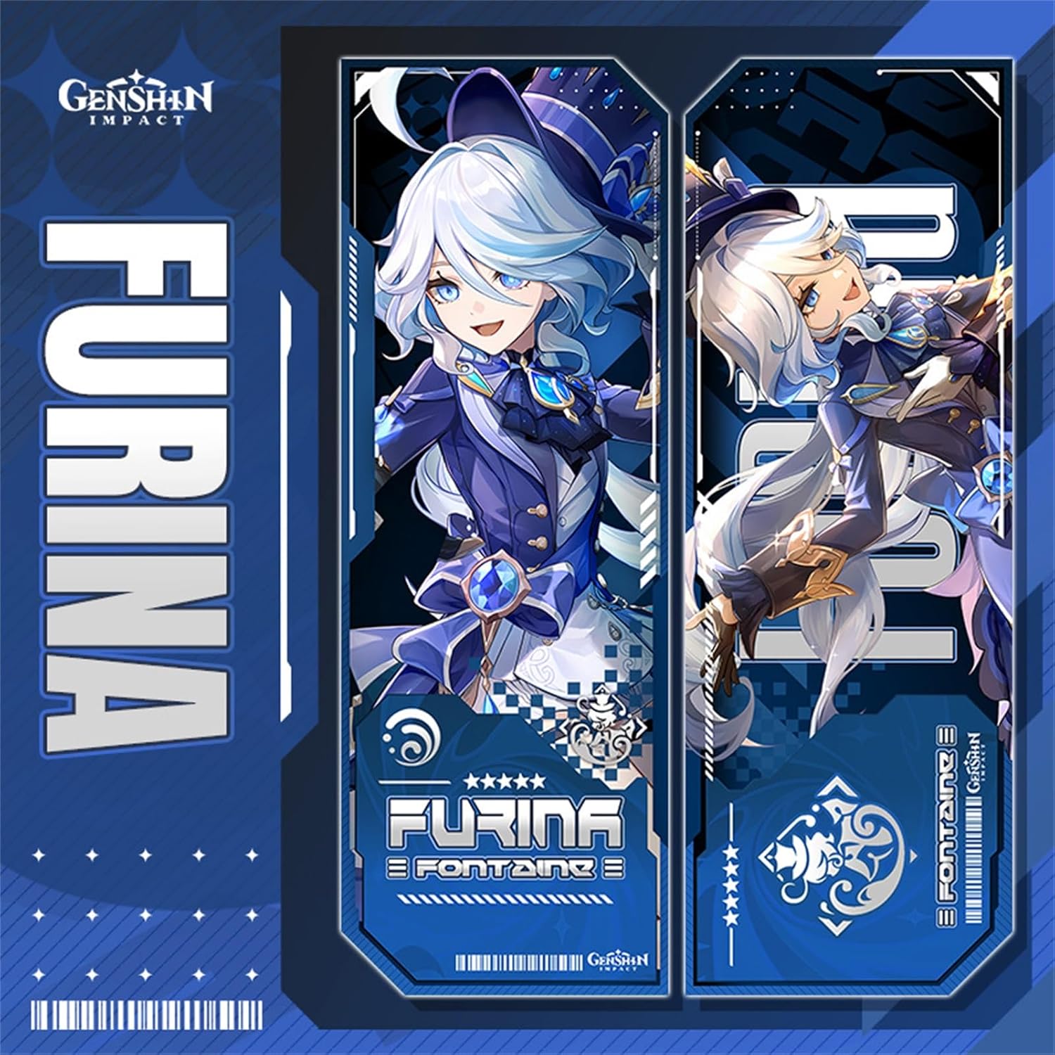 Genshin Impact Furina Goods Water God Lucky Bag Set Badge Acrylic Stand Wall Hanging Birthday Present Gift (Furina)