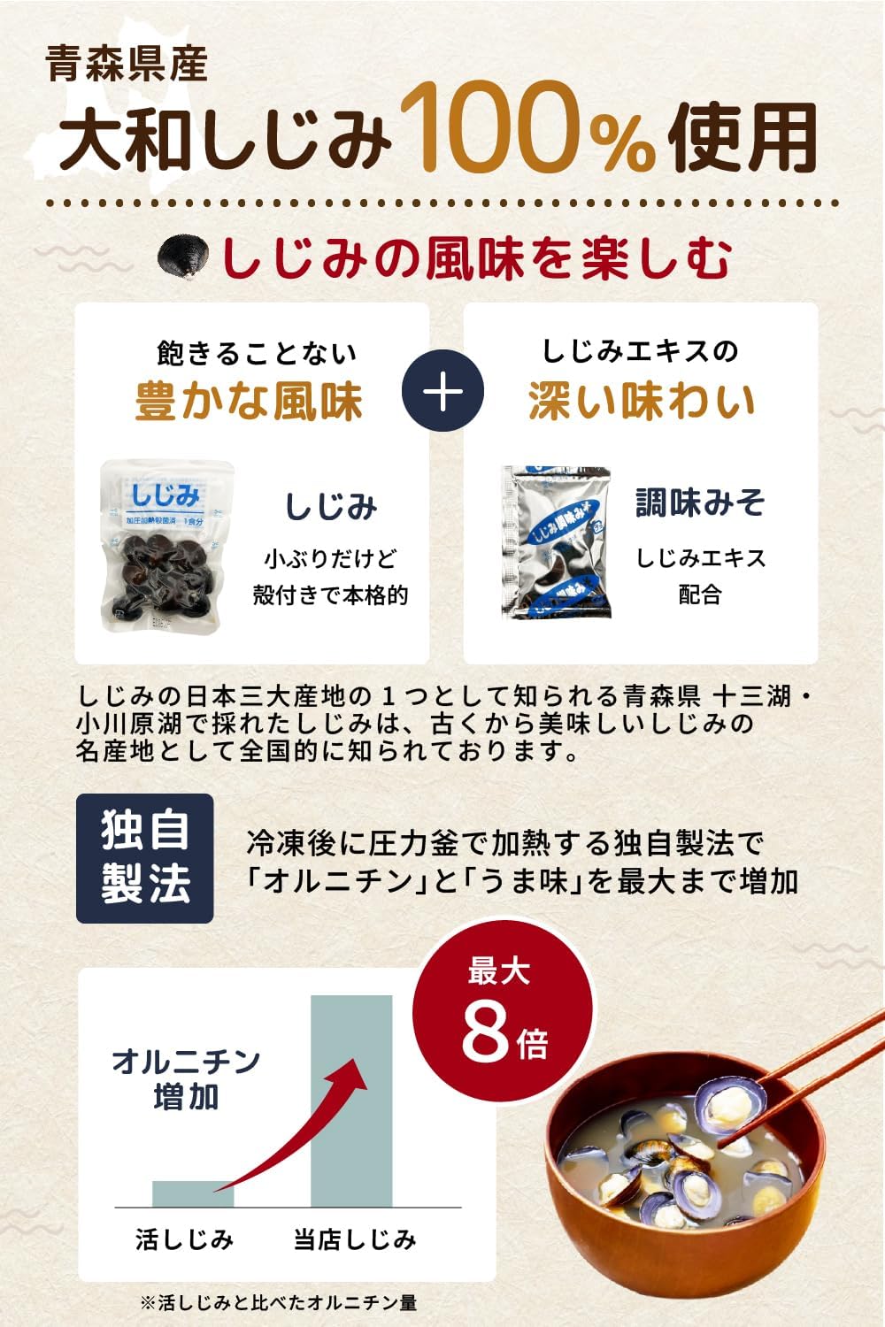 Gratum Shijimimi from Aomori Prefecture, Shima Miso Soup, Ornithine, Economical 9 Servings, Shimi, Miso Soup, Instant, Unique Formula Extract, Retort Package, Japanese Product, With Shells