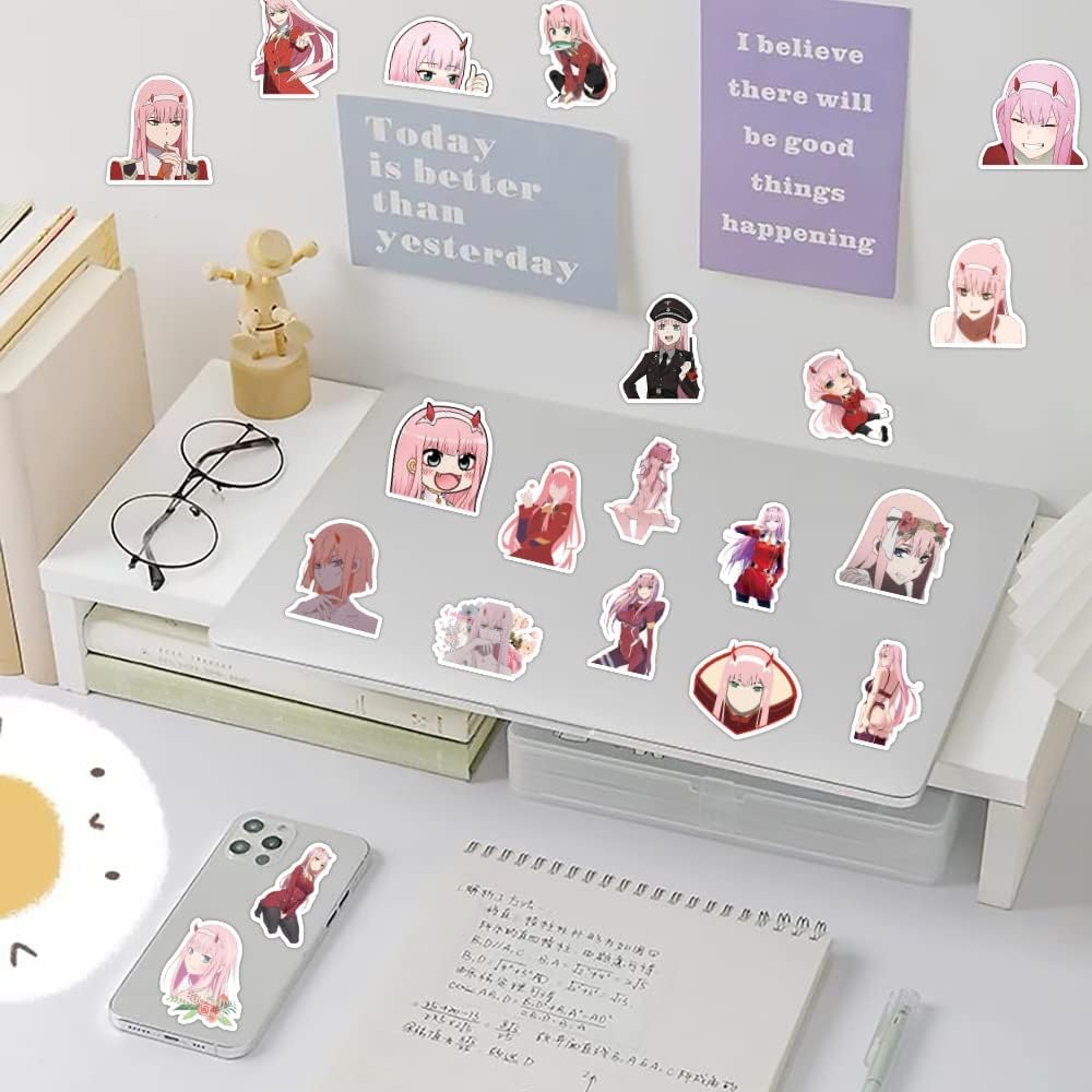 02 Zero Two Stickers, Waterproof, Anime Goods, For Computers, Phones, Notebooks, Cars, Students, Stylish, Cute, Perfect Christmas Gifts, Unofficial