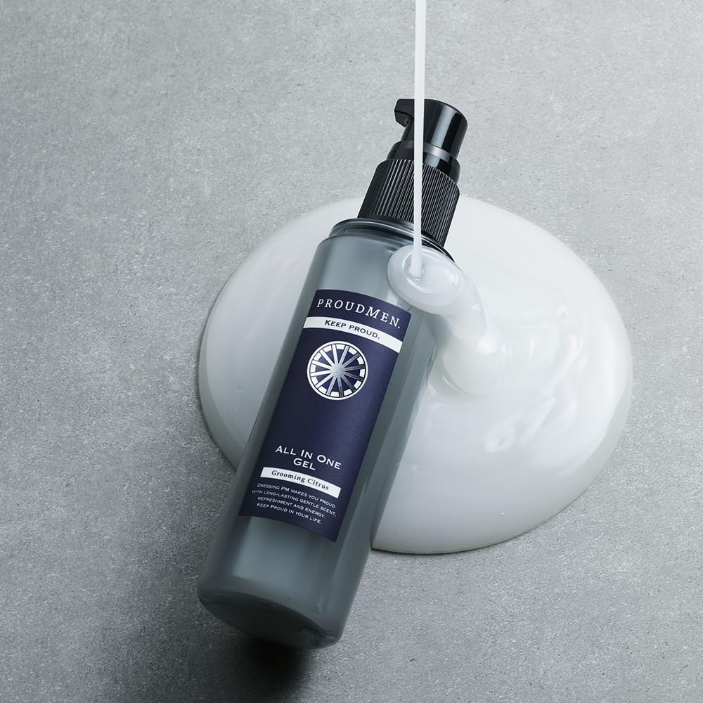 Proud Men All-in-One Gel, Grooming, Citrus Scent, 3.4 fl oz (100 ml), Lotion, Serum, Milky Lotion, Alcohol Free