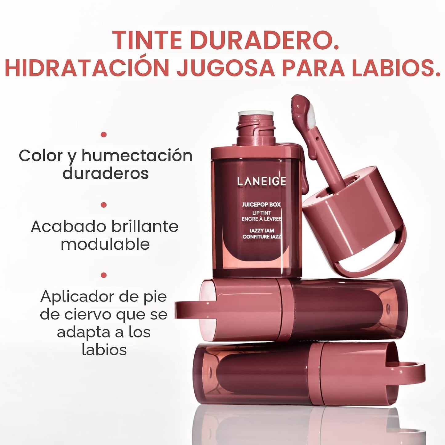 LANEIGE JuicePop Box Tinte de labios | Tinte ligero hidratante de larga duración | Color jugoso acumulable y brillo nutritivo | Cosmética coreana esencial para labios para una comodidad duradera