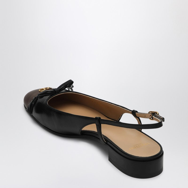 Valentino バレンティーノガラヴァニバレットデュロイスリングバックバレリーナフラット/コーヒー - Image 3