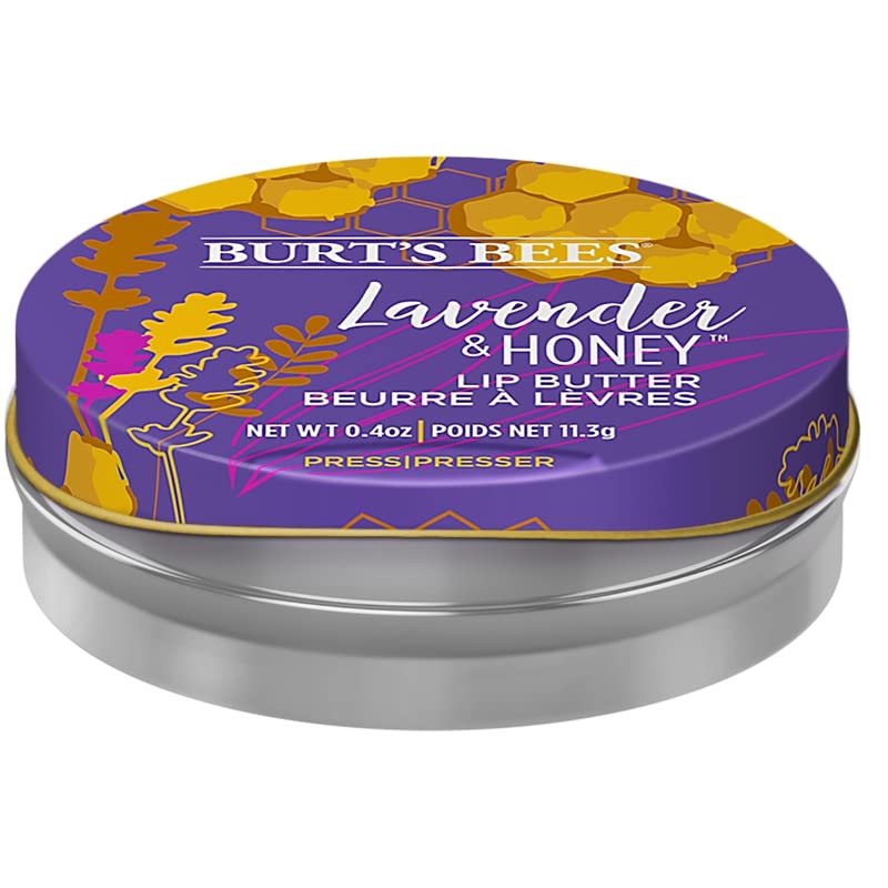 Burt's Bees Mantequilla de labios de origen natural 100% con manteca de karité y cacao, lavanda y miel, 1 lata