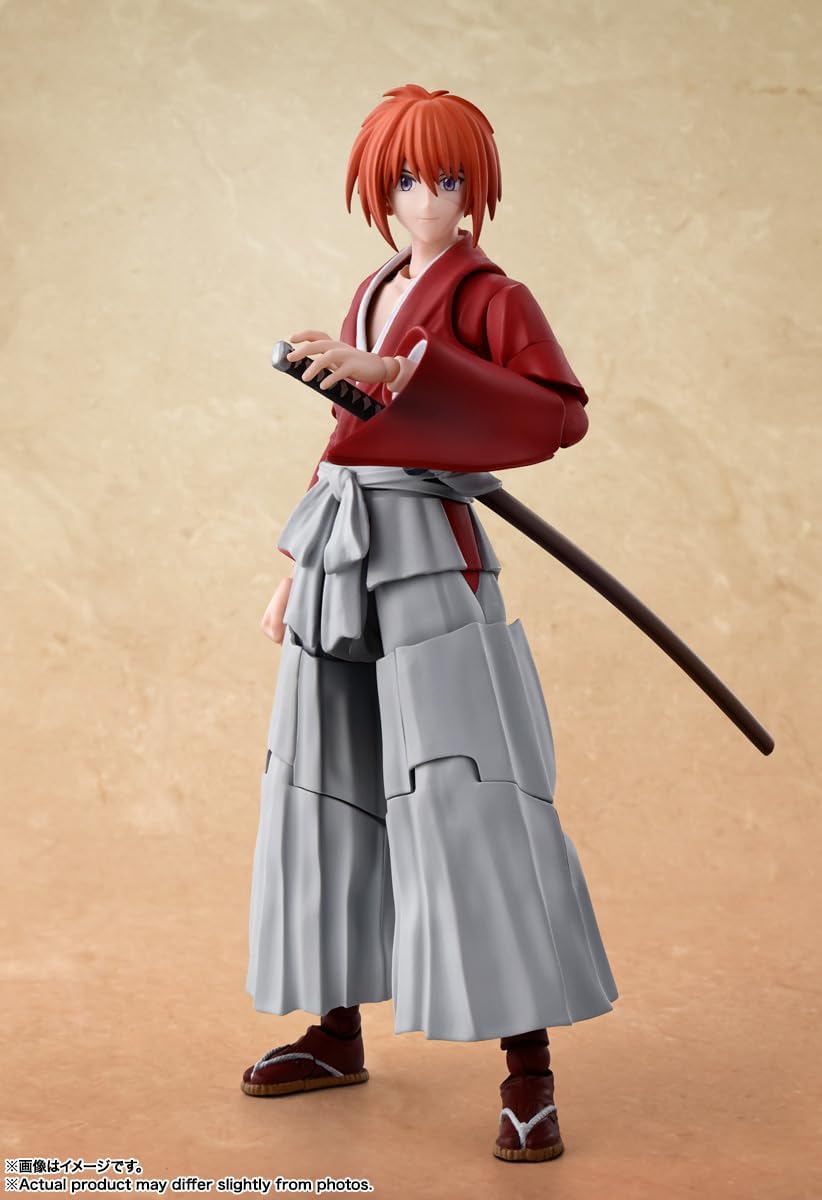 S.H. Figuarts Rurouni Kenshin - Meiji Swordsman Romantic Tan- Himura Kenshin, Approx. 5.3 inches (135 mm), PVC & ABS Pre-painted Action Figure