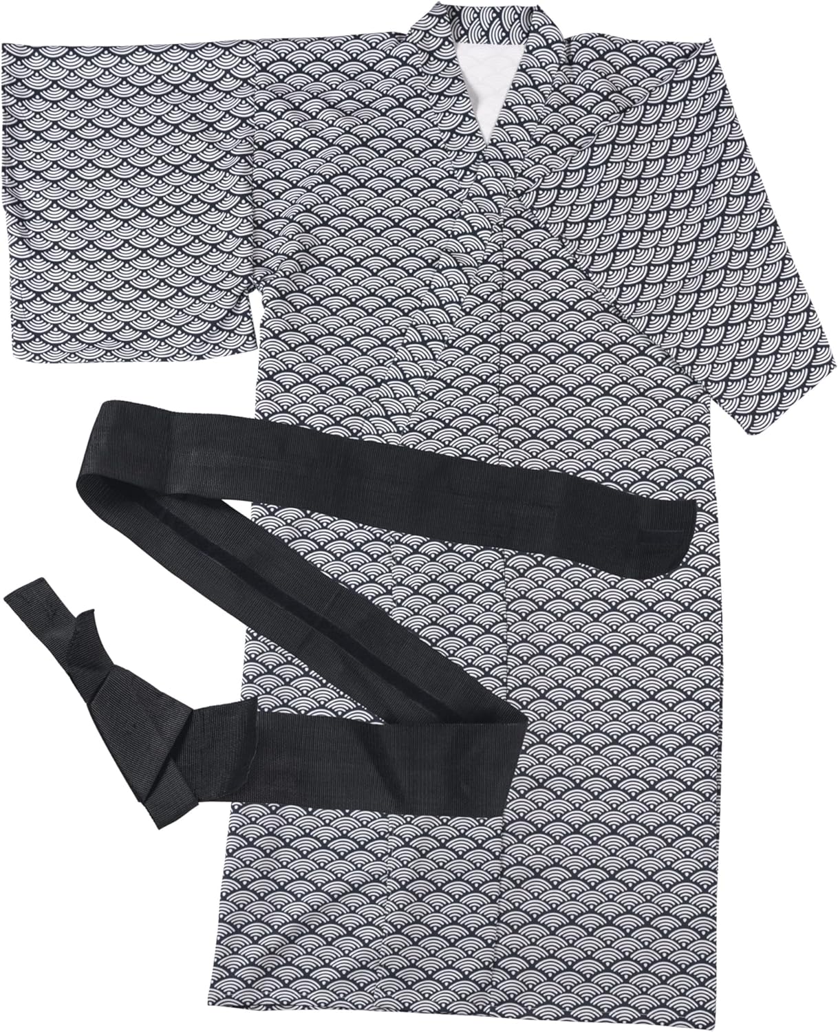 Clear Stone Cosplay, Halloween, Men's Kimono Set, Blue Sea Wave, Navy