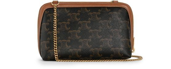 CELINE Clutch with chain in Triomphe canvas and lambskin - Image 3