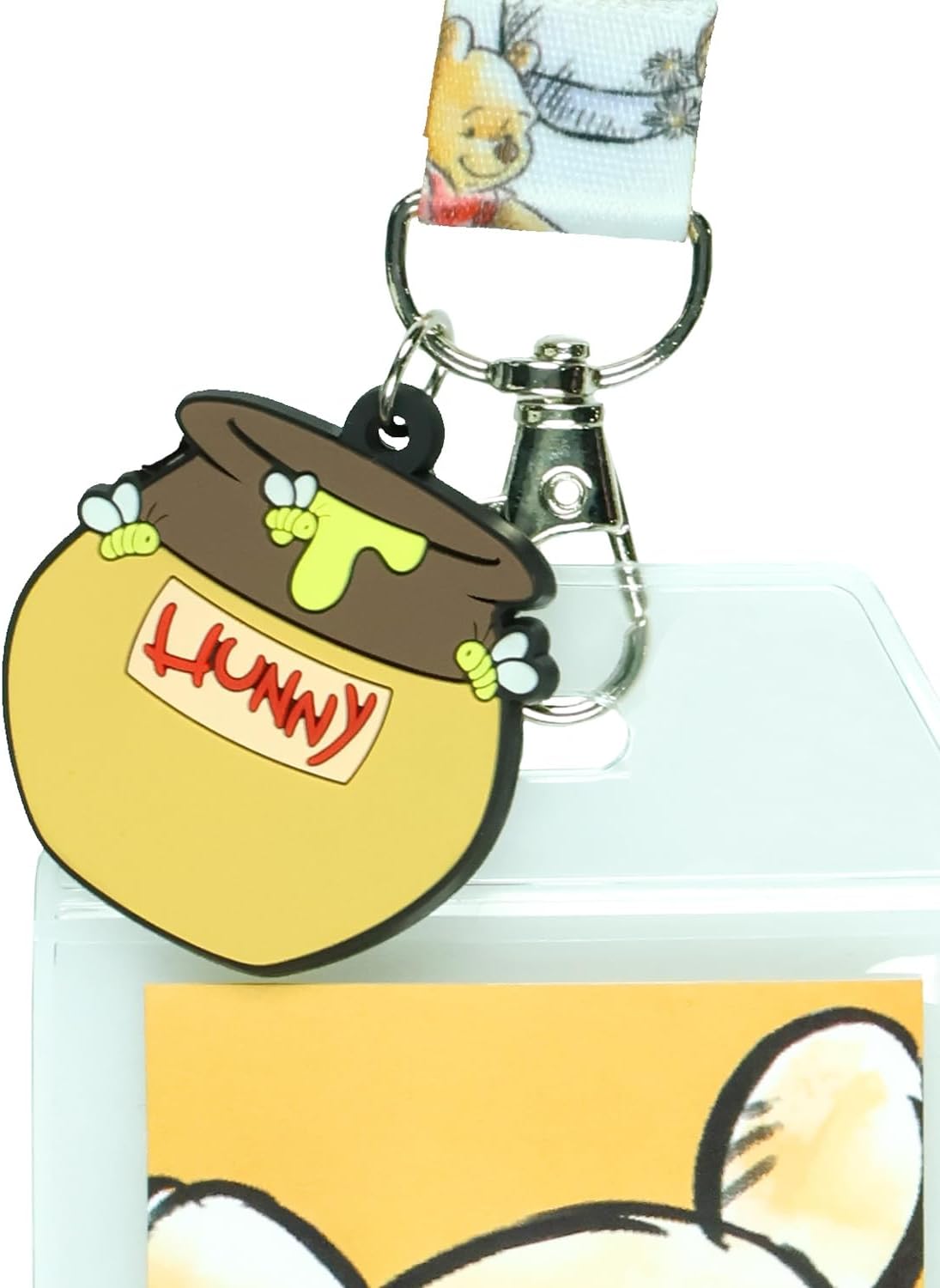 Disney Winnie The Pooh Hunny Pot Cordón Separable Soporte para Tarjeta de Identificación con Adorno de Goma de 2"